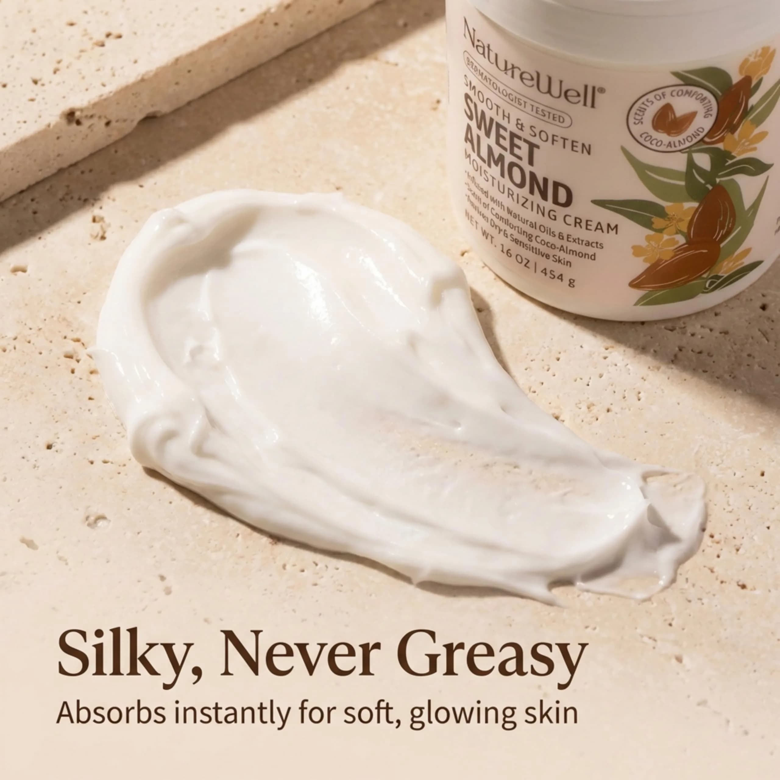 NATURE WELL Sweet Almond Body Cream 473ml (16 Oz) | Deep Hydration for Dry, Sensitive Skin - view 5