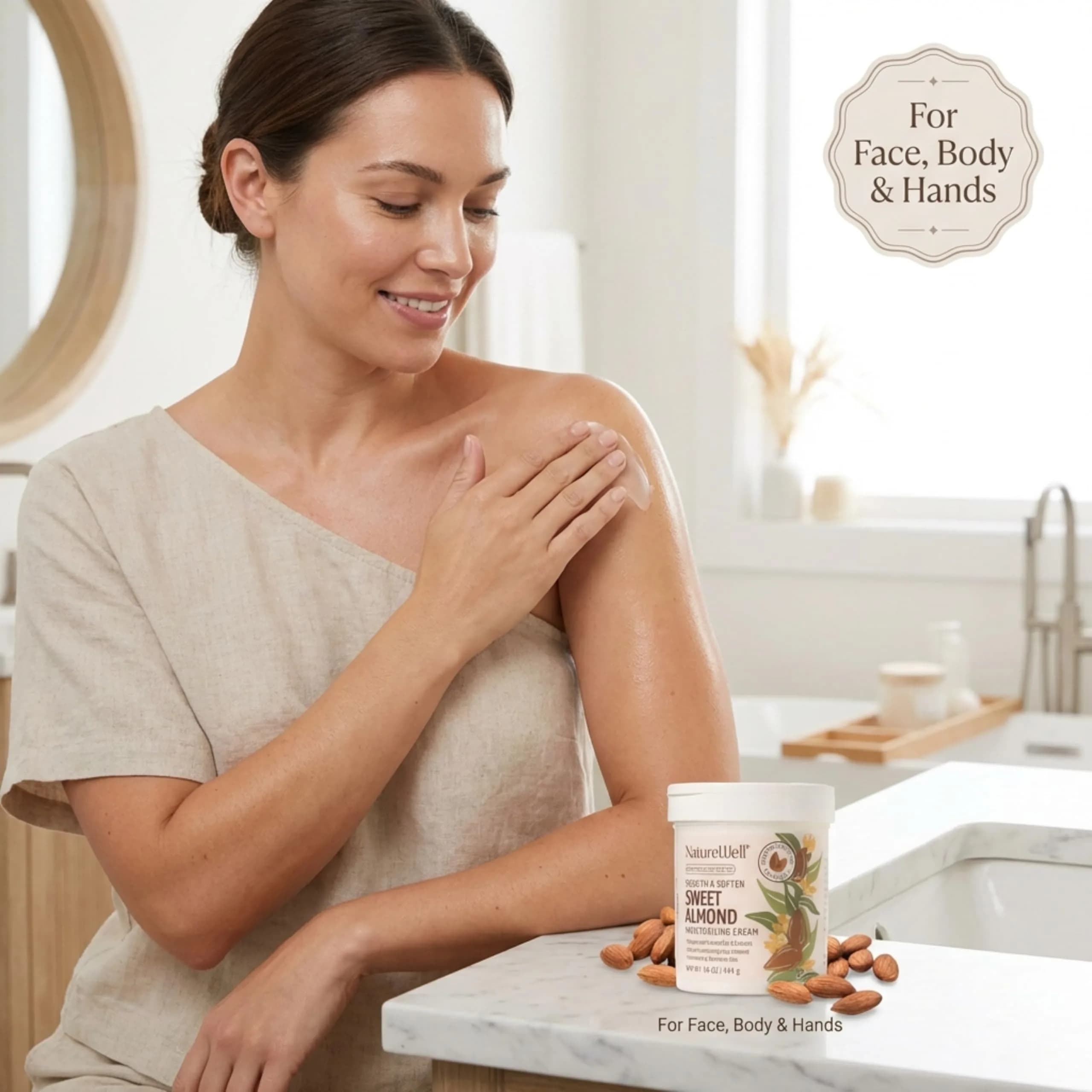 NATURE WELL Sweet Almond Body Cream 473ml (16 Oz) | Deep Hydration for Dry, Sensitive Skin - view 7