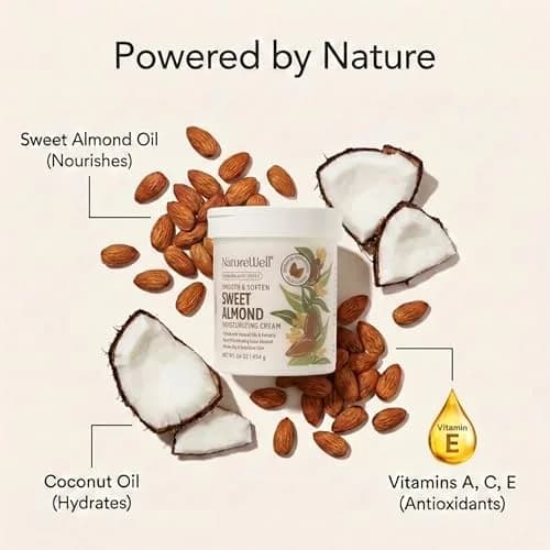 NATURE WELL Sweet Almond Body Cream 473ml (16 Oz) | Deep Hydration for Dry, Sensitive Skin thumbnail 3