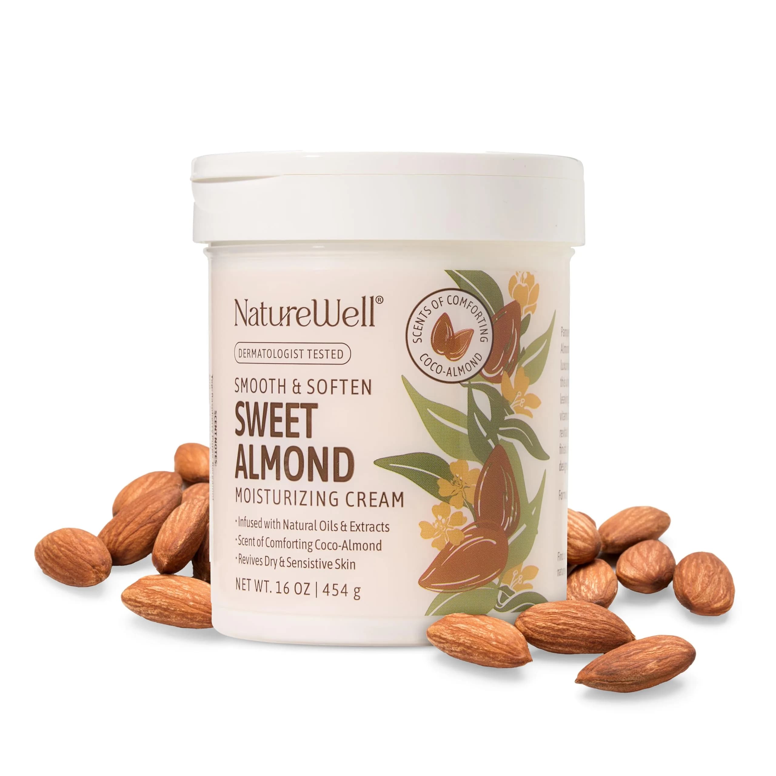 NATURE WELL Lavender Body Cream 473ml (16 Oz) | Dermatologist Tested for Dry & Sensitive Skin — Sweet Almond / 16 Ounce