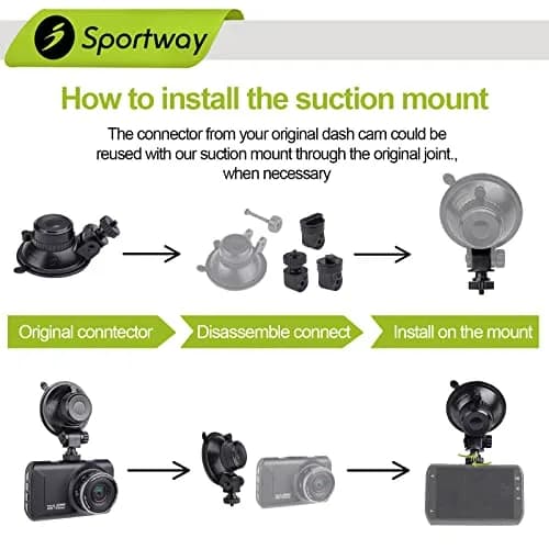 Sportway S501 Dash Cam Suction Mount Holder with Joint | 5.3cm Diameter, 5kg Load Capacity thumbnail 3