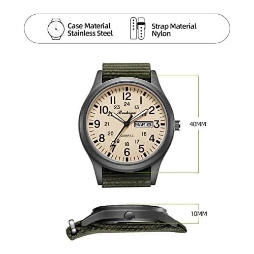 BOSHIYA Men's Tactical Field Quartz Watch 40mm Calendar | Japanese Movement, Water Resistant thumbnail 4