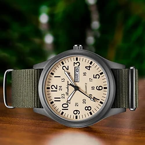 BOSHIYA Men's Tactical Field Quartz Watch 40mm Calendar | Japanese Movement, Water Resistant thumbnail 2