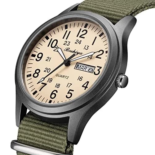 BOSHIYA Men's Tactical Field Quartz Watch 40mm Calendar | Japanese Movement, Water Resistant thumbnail 3