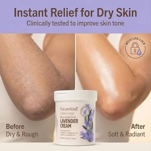 NATURE WELL Lavender Body Cream 473ml (16 Oz) | Dermatologist Tested for Dry & Sensitive Skin thumbnail 4