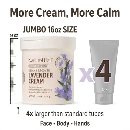 NATURE WELL Lavender Body Cream 473ml (16 Oz) | Dermatologist Tested for Dry & Sensitive Skin thumbnail 6