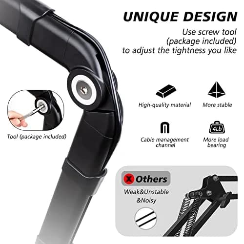 SUNMON Microphone Boom Arm for Blue Yeti | Adjustable Height, Heavy-Duty Metal Support (70-120c) thumbnail 3