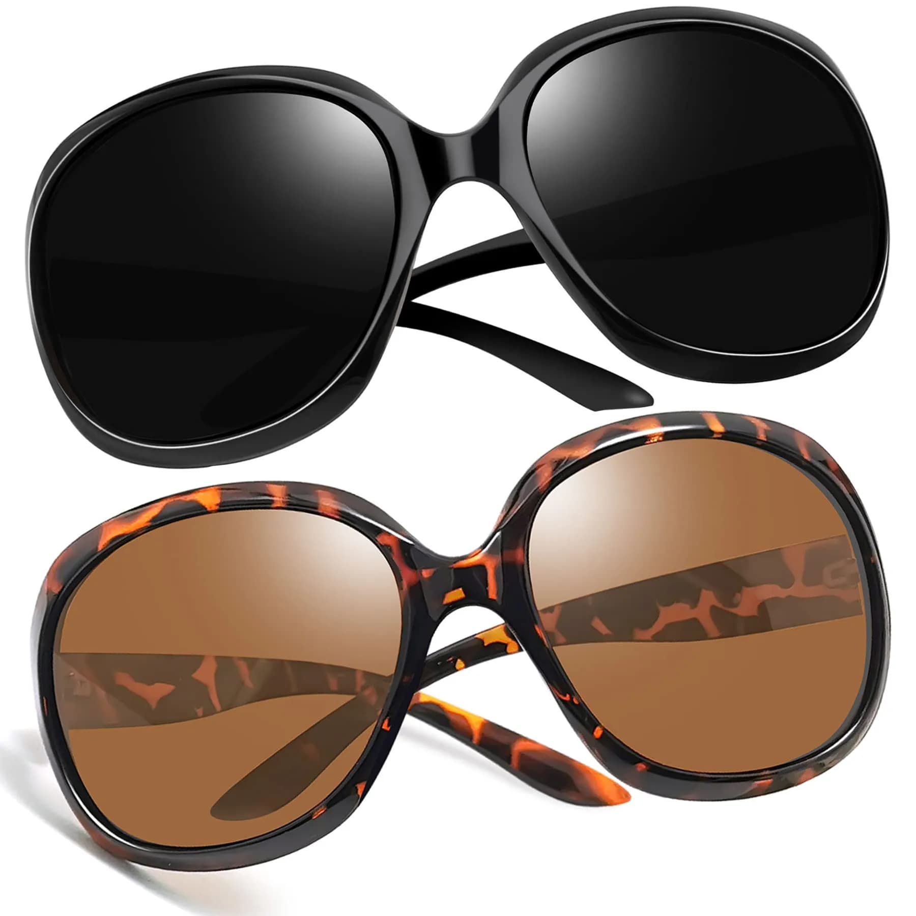 Joopin D02-Black + Tortoise/Brown Oversized Butterfly Sunglasses for Women | Polarized UV400 Protection - main product image