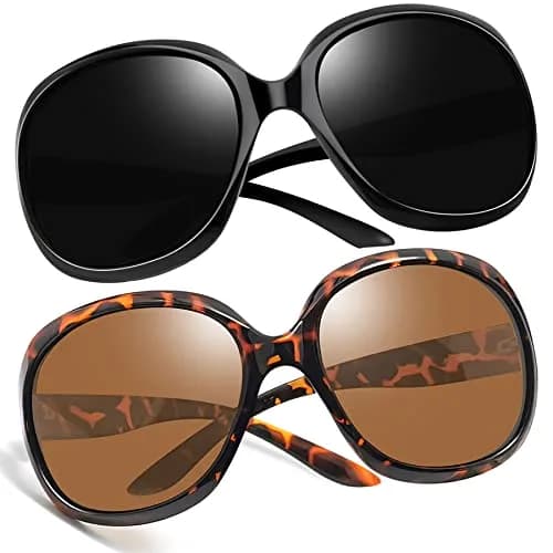 Joopin D02-Black + Tortoise/Brown Oversized Butterfly Sunglasses for Women | Polarized UV400 Protection thumbnail 1