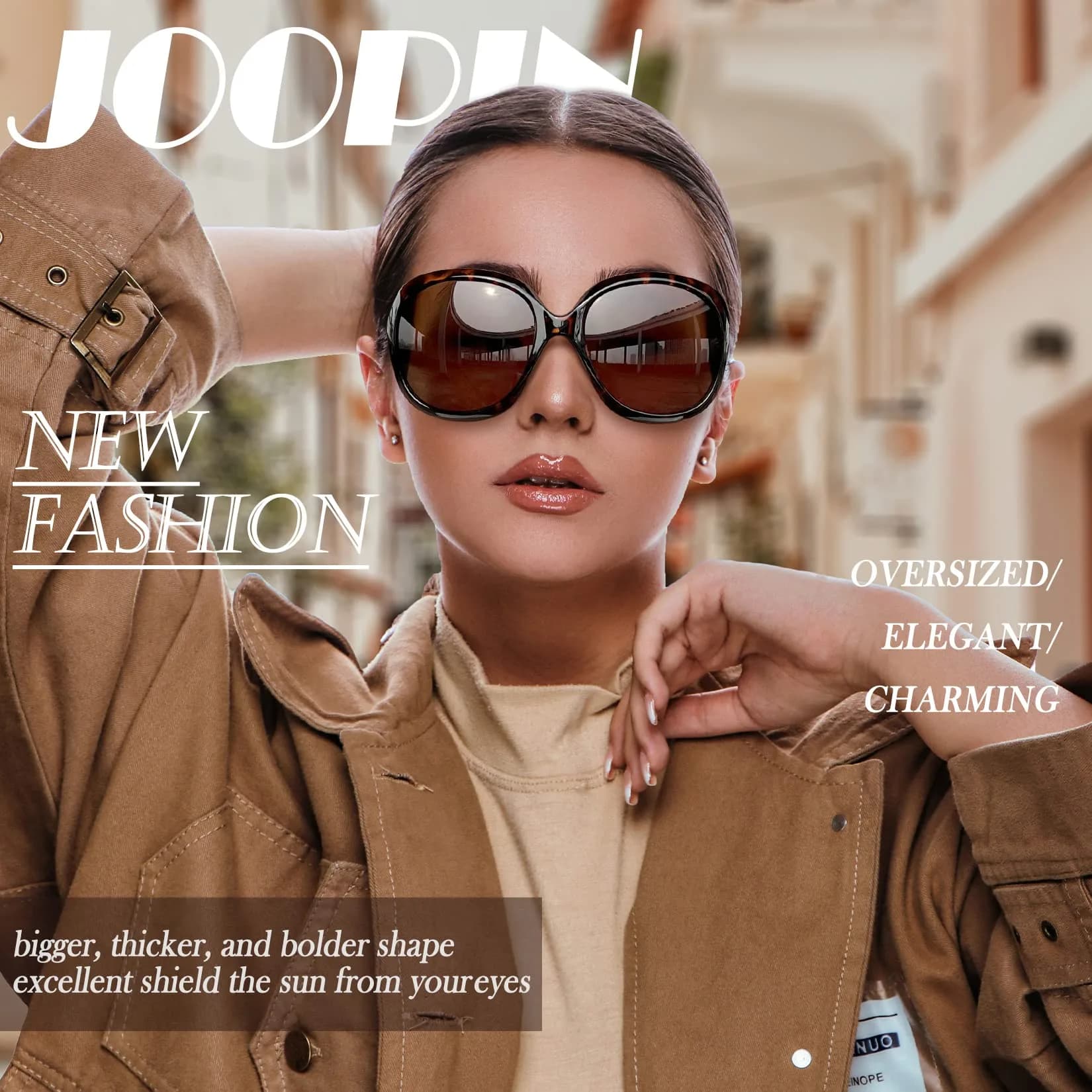 Joopin D02-Black + Tortoise/Brown Oversized Butterfly Sunglasses for Women | Polarized UV400 Protection - view 3