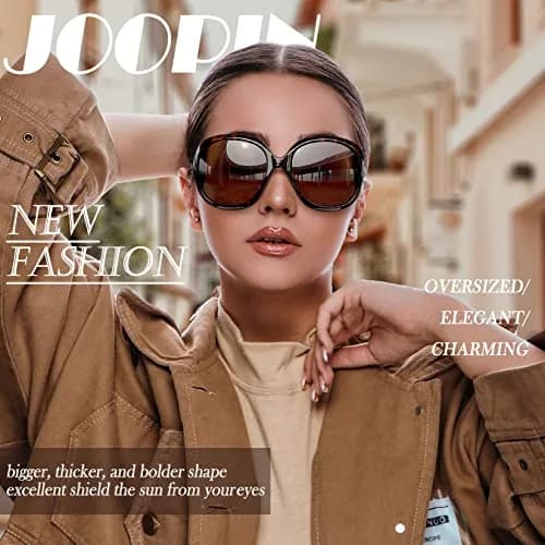 Joopin D02-Black + Tortoise/Brown Oversized Butterfly Sunglasses for Women | Polarized UV400 Protection thumbnail 3