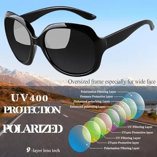 Joopin Oversized Jackie Butterfly Sunglasses for Women | Polarized UV400 Protection, 61mm Lens Width thumbnail 4