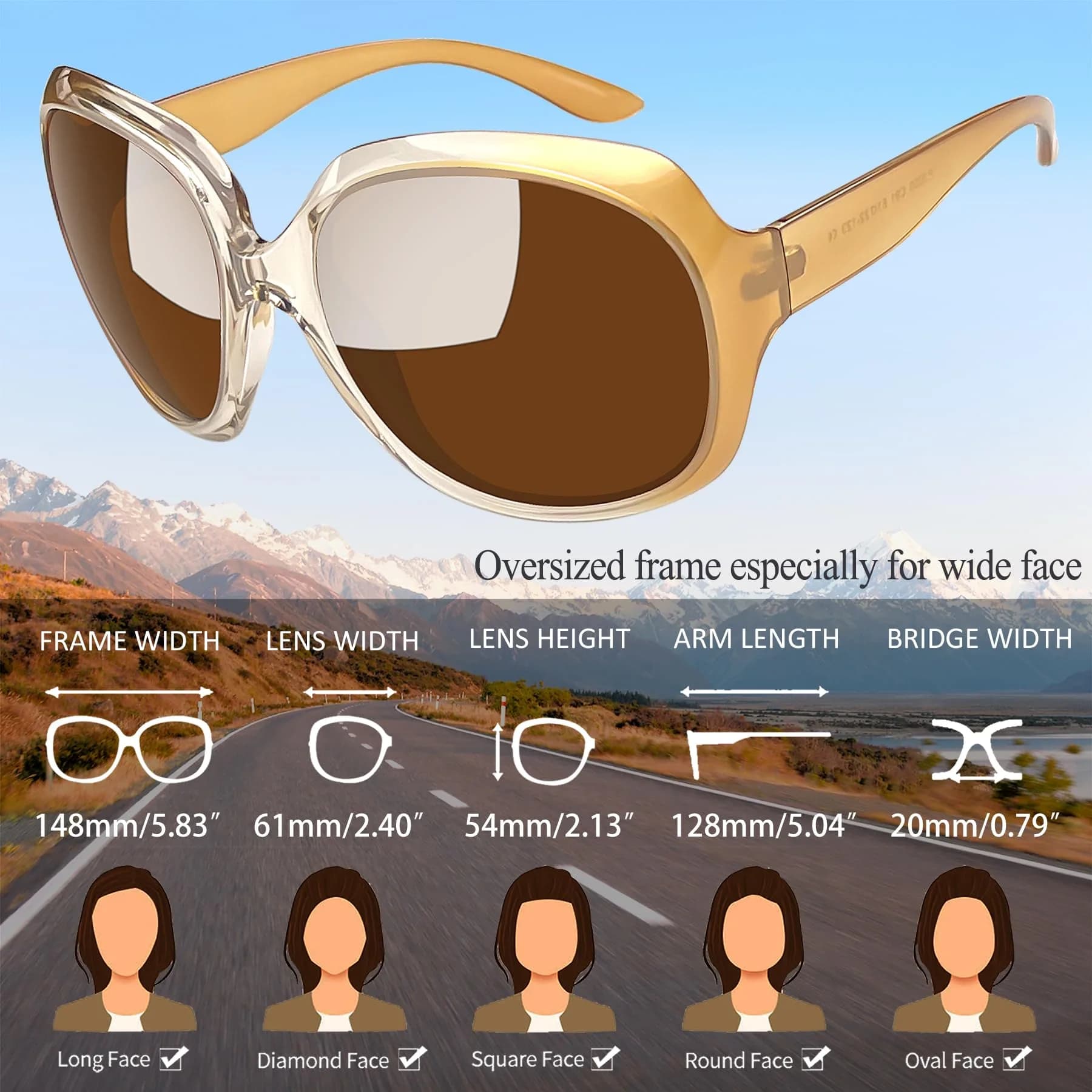 Joopin Oversized Jackie Butterfly Sunglasses for Women | Polarized UV400 Protection, 61mm Lens Width - view 5