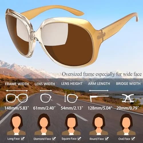Joopin Oversized Jackie Butterfly Sunglasses for Women | Polarized UV400 Protection, 61mm Lens Width thumbnail 5