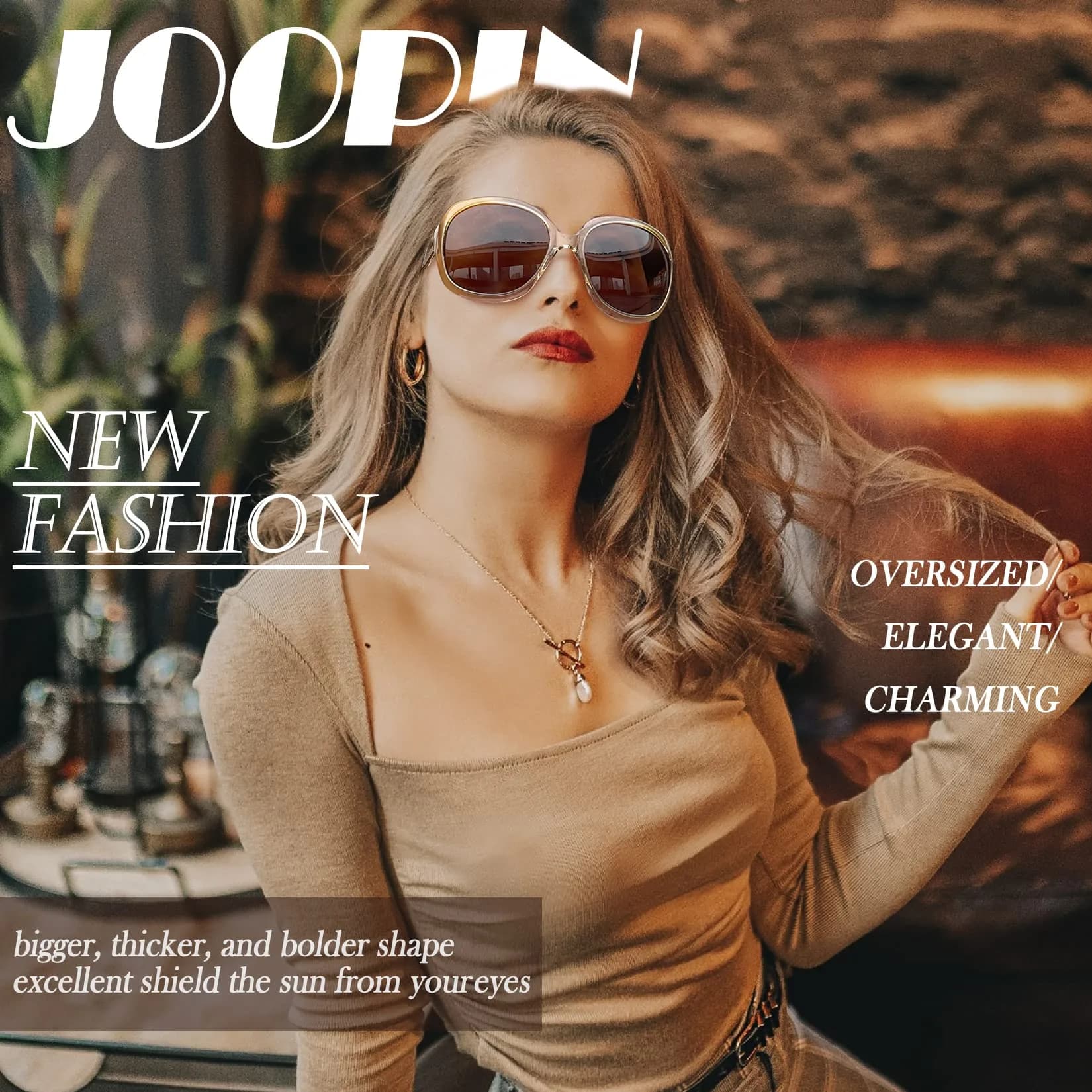 Joopin Oversized Jackie Butterfly Sunglasses for Women | Polarized UV400 Protection, 61mm Lens Width - view 3