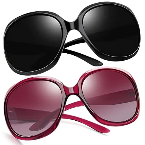 Joopin Oversized Butterfly Sunglasses for Women | D12-black + Clear Rose Red Polarized UV400 Protection thumbnail 1