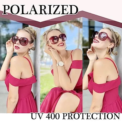 Joopin Oversized Butterfly Sunglasses for Women | D12-black + Clear Rose Red Polarized UV400 Protection thumbnail 3