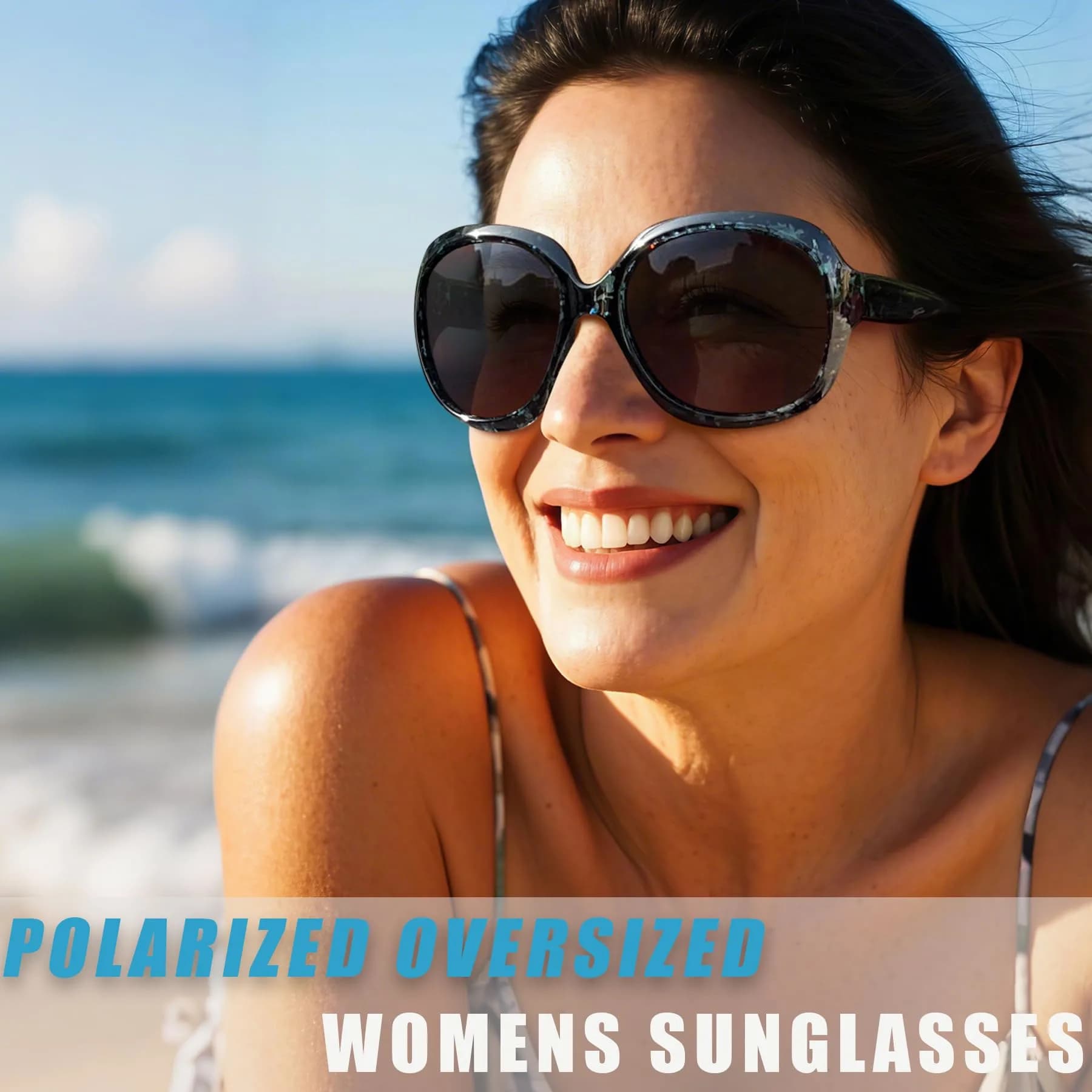 Joopin Oversized Butterfly Sunglasses for Women - Black + Blue Leopard/Black Frame with Blue Gradient Lenses - view 3