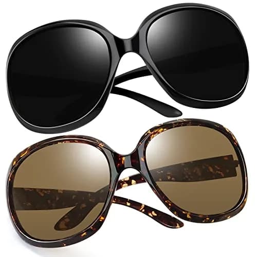Joopin Oversized Butterfly Sunglasses for Women - D11 Black & Amber Brown Polarized UV400 thumbnail 1