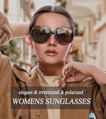 Joopin Oversized Butterfly Sunglasses for Women - D11 Black & Amber Brown Polarized UV400 thumbnail 3