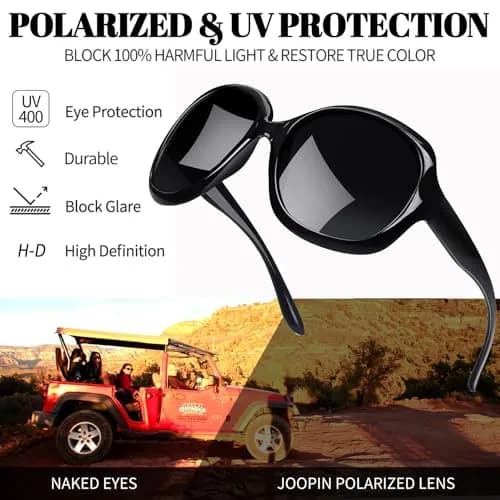 Joopin D05-Black Oversized Butterfly Sunglasses for Women | Black/Yellow Polarized UV400 Protection thumbnail 4