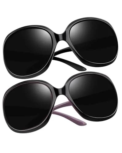 Joopin Oversized Butterfly Sunglasses for Women - Black + Black Purple Lens, Polarized UV400 thumbnail 1