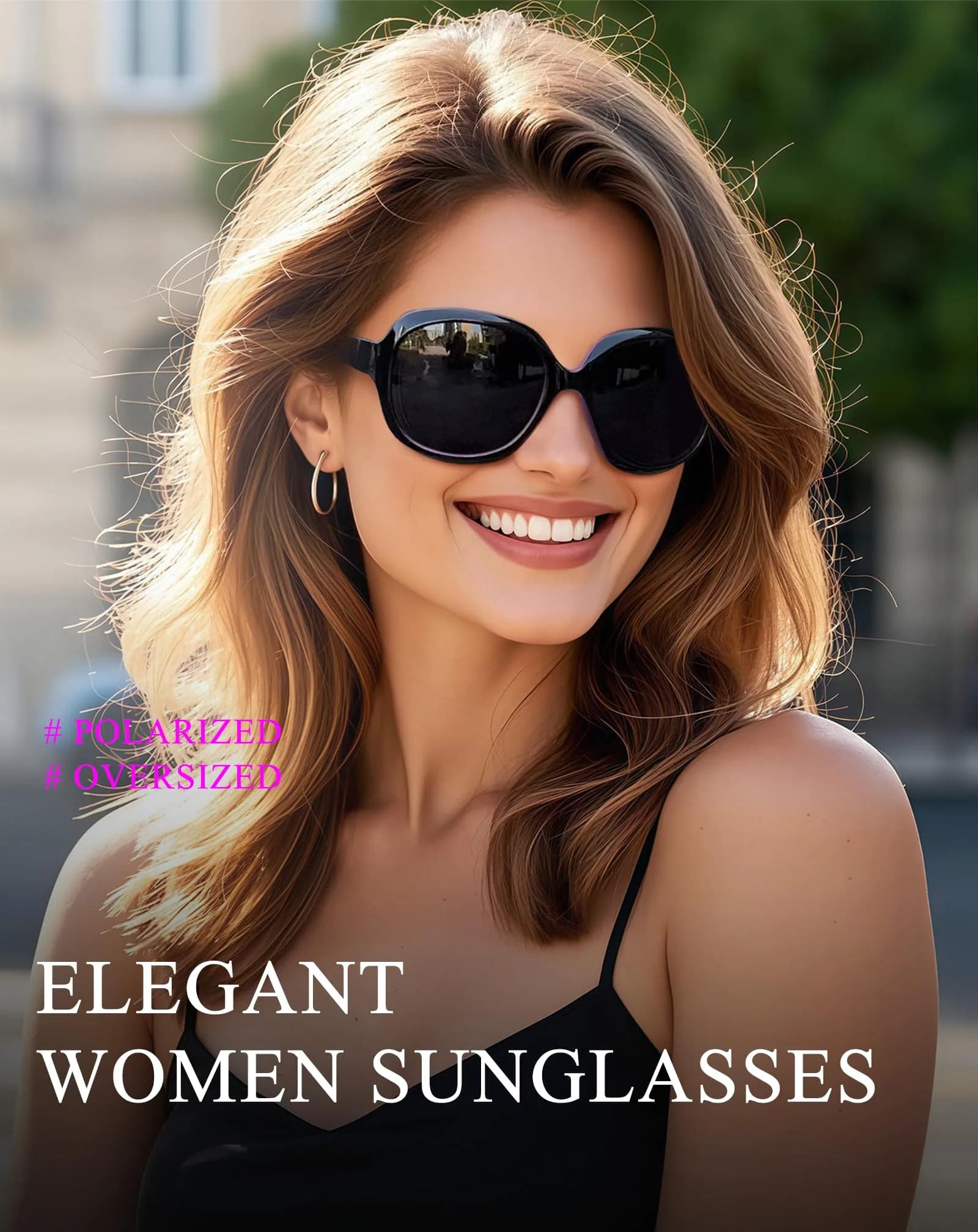 Joopin Oversized Butterfly Sunglasses for Women - Black + Black Purple Lens, Polarized UV400 - view 3