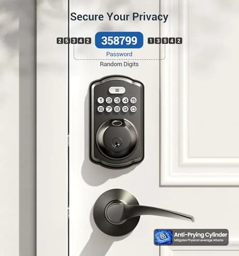 Veise KS02B Fingerprint Door Lock with 2 Lever Handles | Biometric, Keyless, Matte Black thumbnail 8