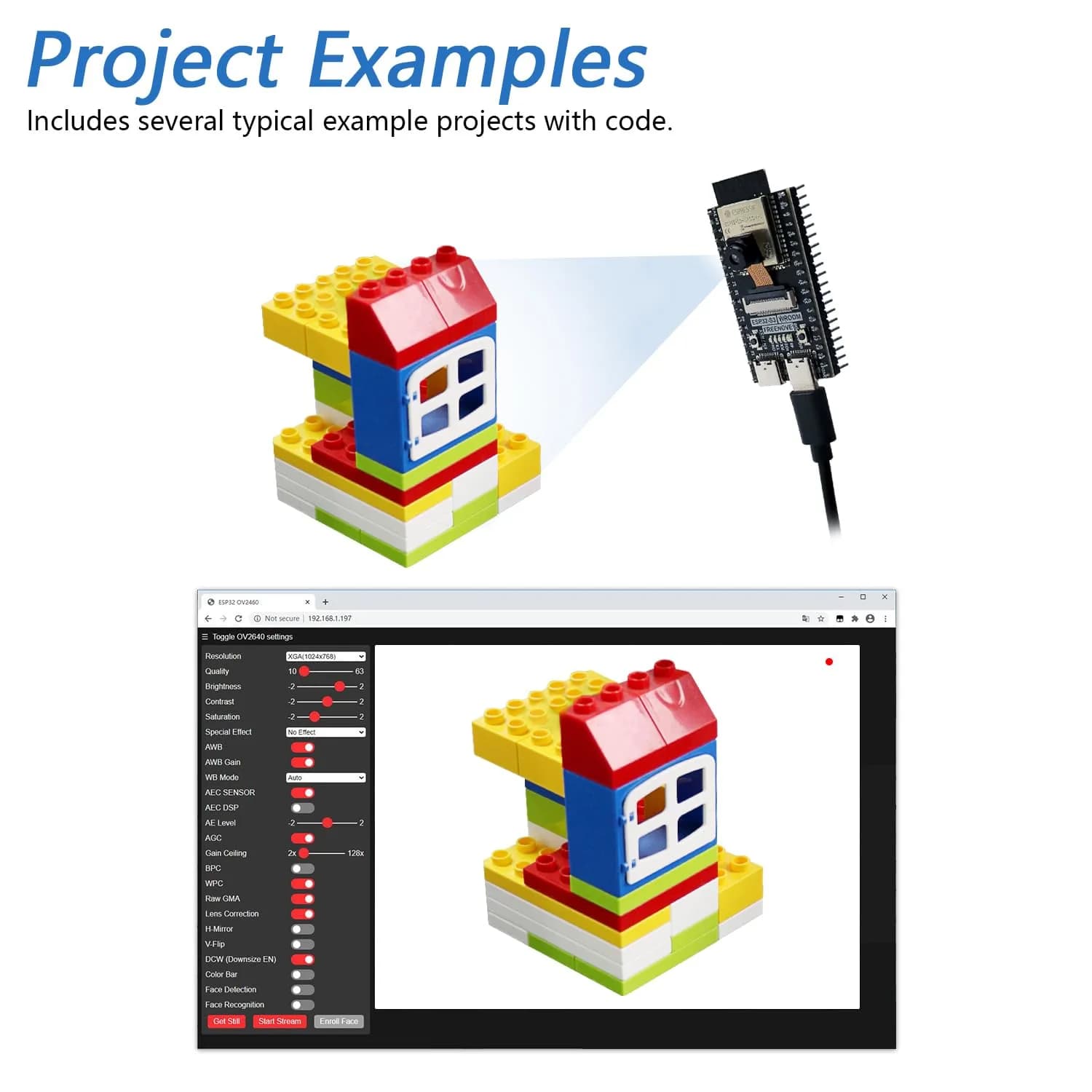 Freenove ESP32-S3 CAM Board with Camera & 1GB Memory Card | Dual-Core 240MHz Microcontroller, Wi-Fi, Bluetooth 5, Python C Code - view 4