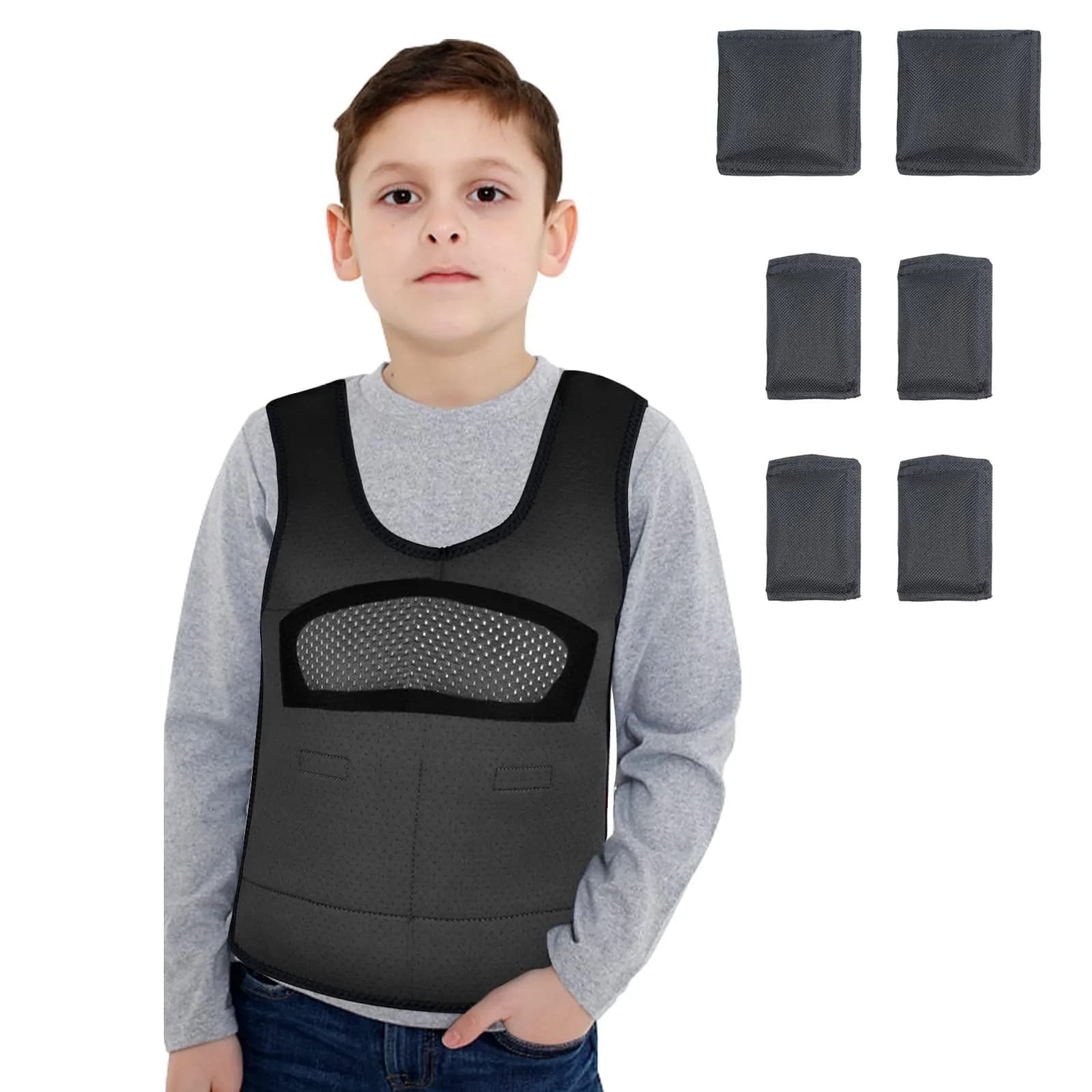 oboist Kids Weighted Vest with 6 Removable Weights, Large (Ages 10+) - Black | Sensory Compression for Calmness — Black