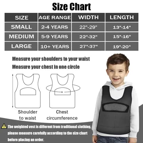oboist Kids Weighted Vest with 6 Removable Weights, Large (Ages 10+) - Black | Sensory Compression for Calmness thumbnail 4