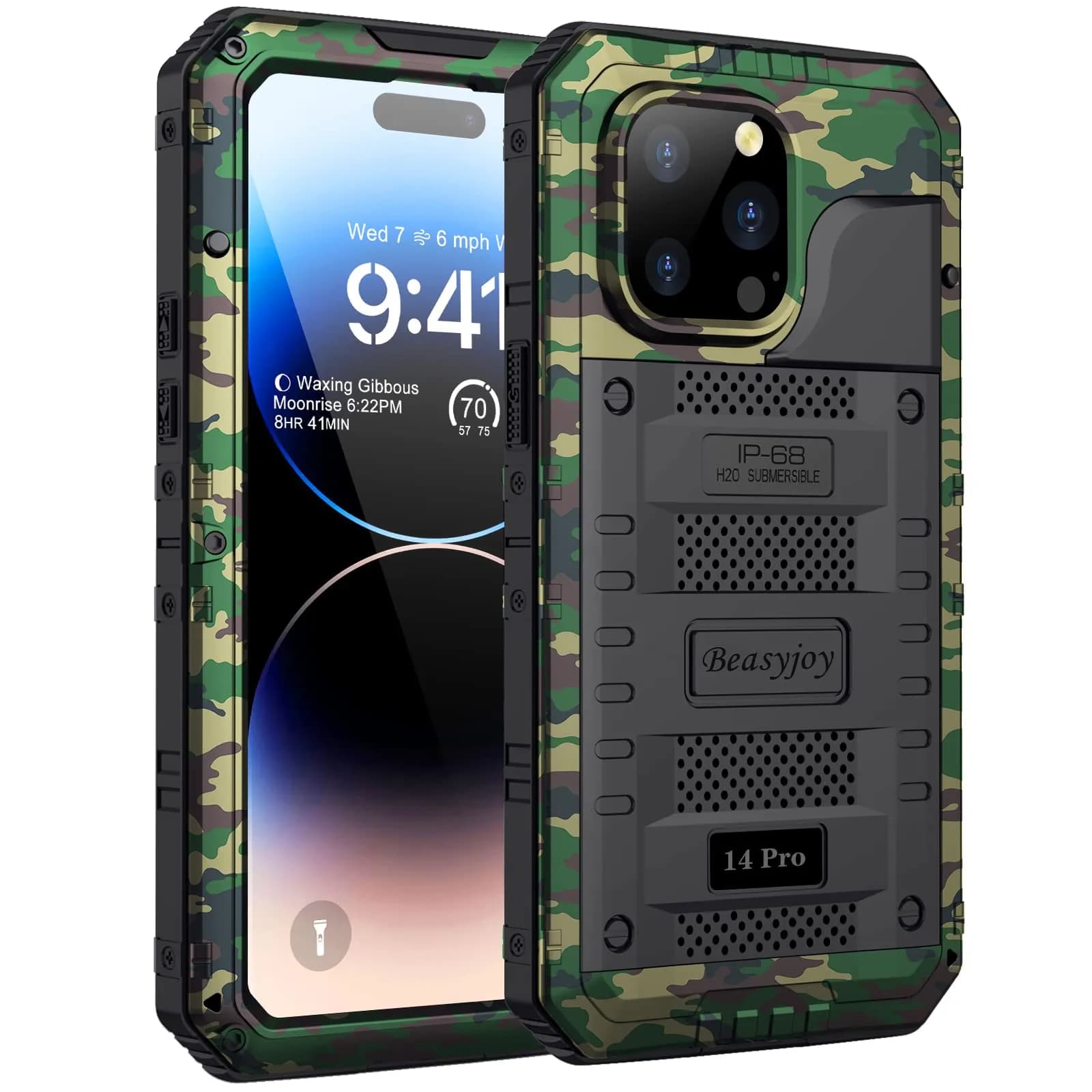 Beasyjoy Waterproof Case for iPhone 14 Pro 6.1" | Heavy Duty Shockproof Armor — Camouflage