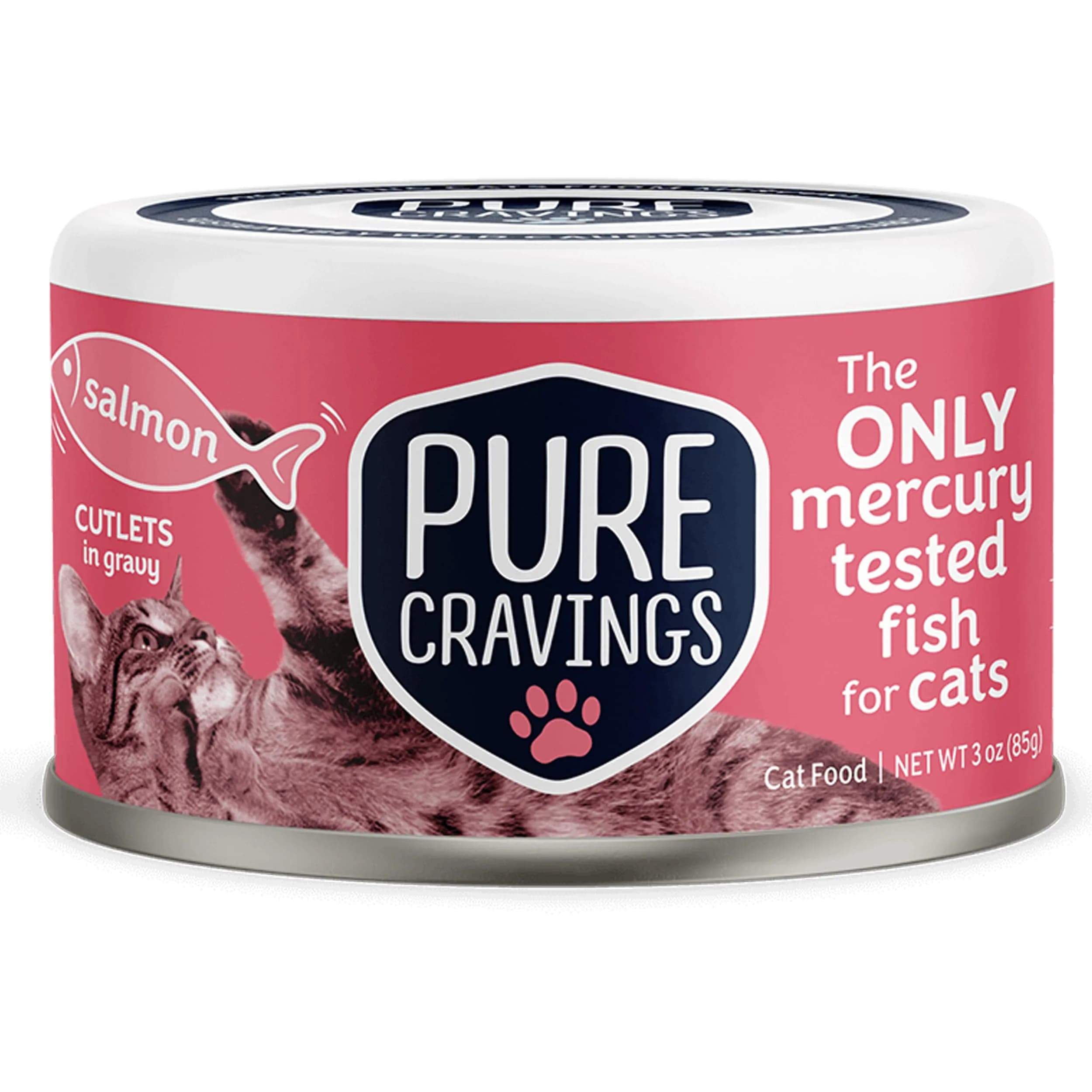 Pure Cravings Wet Cat Food Canned Salmon Cutlets in Gravy | Mercury-Tested, Grain-Free, Protein, Non-GMO (100% Mercury-Tested, Moist Can Fish for Cats)