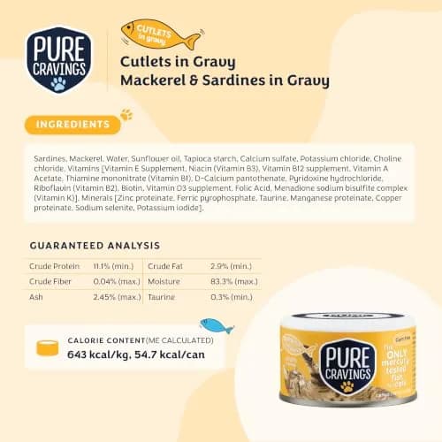 Pure Cravings Wet Cat Food in Gravy 12 Pack | Mercury Tested, Grain-Free, Non-GMO, Natural Fish thumbnail 7