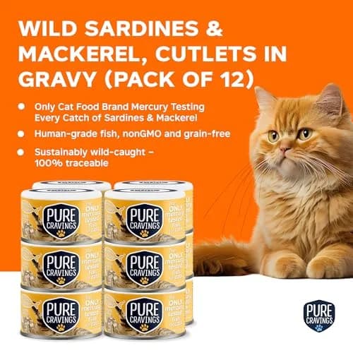 Pure Cravings Wet Cat Food in Gravy 12 Pack | Mercury Tested, Grain-Free, Non-GMO, Natural Fish thumbnail 2