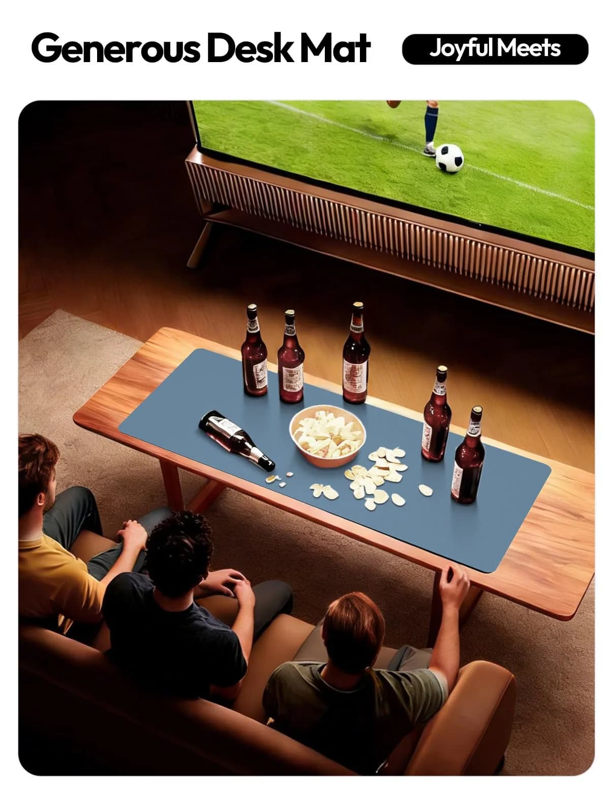 YSAGi Blue Desk Protector Mat Large Mouse Pad with Non-Slip PU Leather, Waterproof Writing Pad (23.6" x 13.8") - view 7