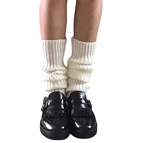 Fernvia Women's Lolita Knit Long Socks Leg Warmers B-White | Acrylic Knit, One Size thumbnail 3