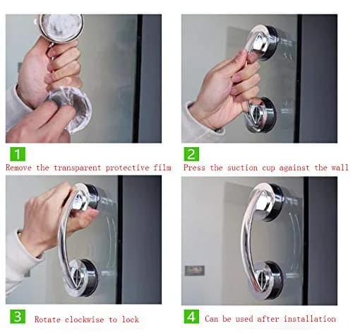YIDELAI Suction Cup Door Handle for Glass Doors, Cabinets, and Sliding Doors | 19.4cm (7.6") Silver thumbnail 5