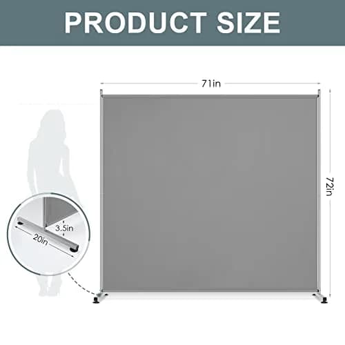 RANTILA Single Panel Room Divider 71''W x 71''H | Freestanding Privacy Screen with Metal Base thumbnail 2