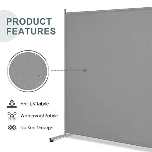 RANTILA Single Panel Room Divider 71''W x 71''H | Freestanding Privacy Screen with Metal Base thumbnail 3