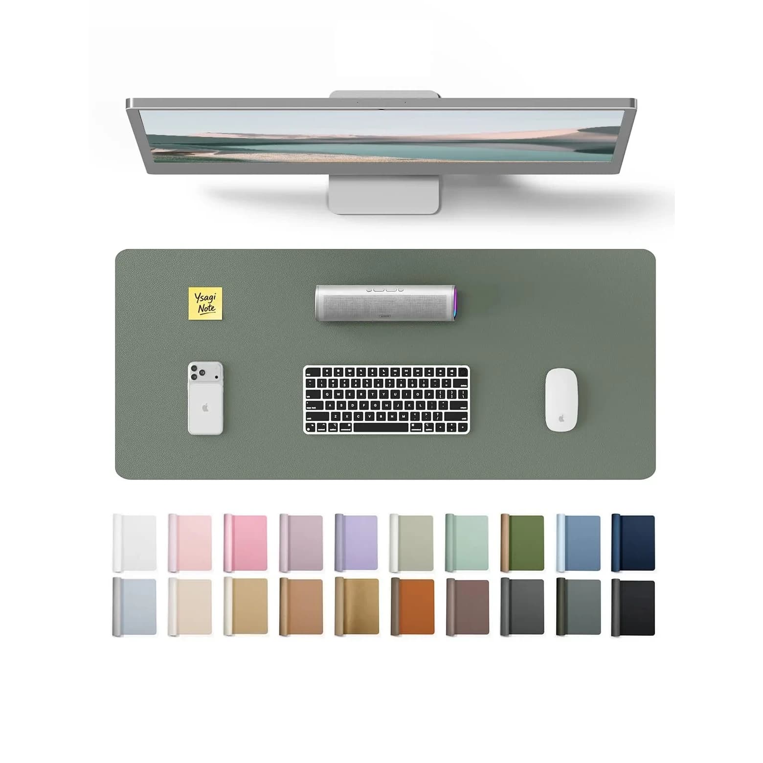 YSAGi Leather Desk Pad Protector 58cm x 35cm (23.6" x 13.8") | Protects Desks, Doubles as Large Mouse Pad