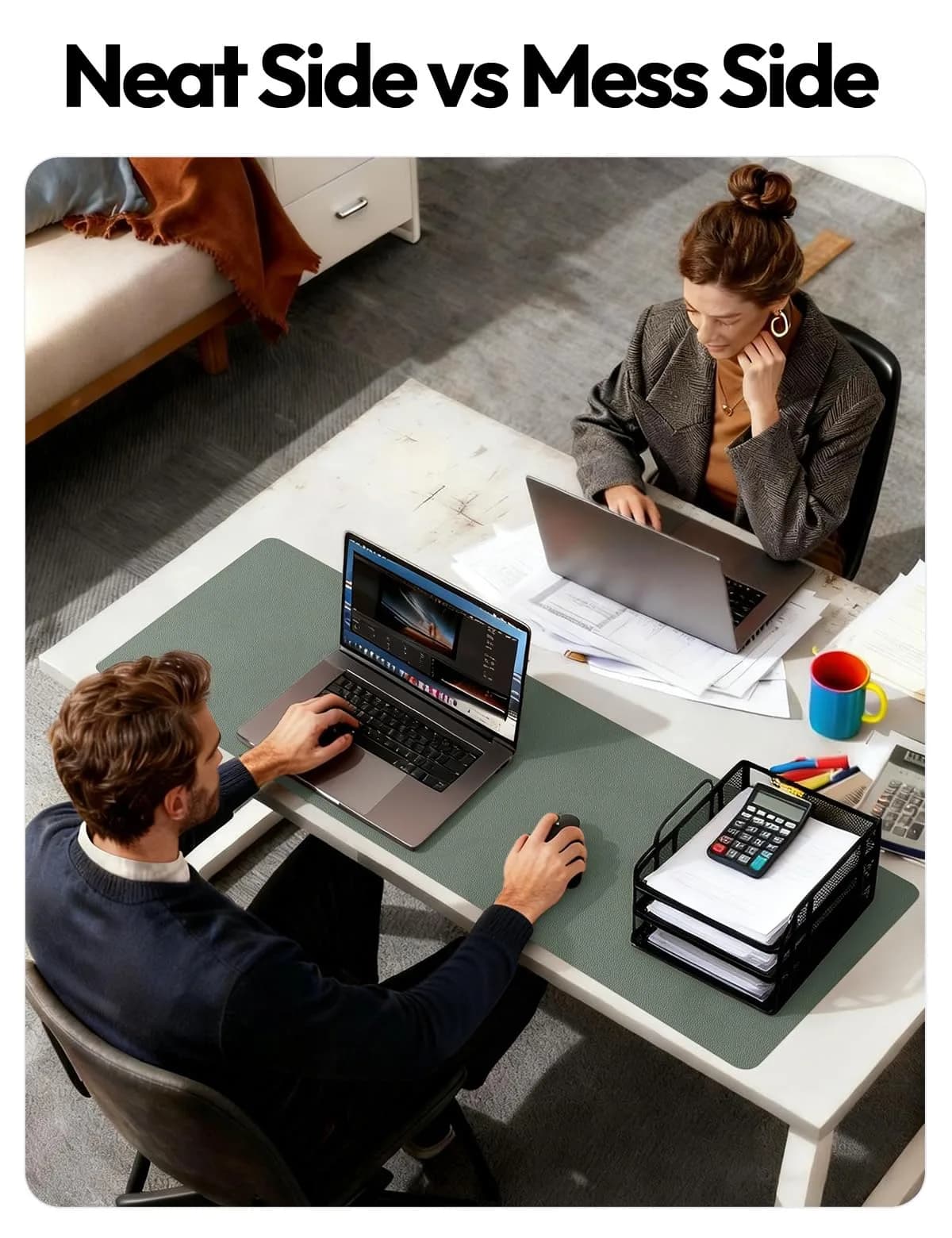 YSAGi Leather Desk Pad Protector 58cm x 35cm (23.6" x 13.8") | Protects Desks, Doubles as Large Mouse Pad - view 6
