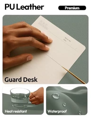 YSAGi Leather Desk Pad Protector 58cm x 35cm (23.6" x 13.8") | Protects Desks, Doubles as Large Mouse Pad thumbnail 3