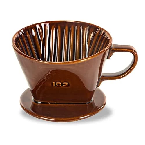 LHUKSGF Pour Over Ceramic Coffee Dripper Brown | Traditional Handcrafted Coffee Maker (70-120 chars) thumbnail 1