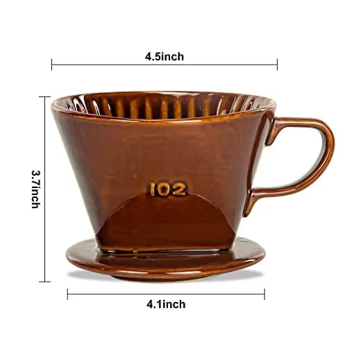 LHUKSGF Pour Over Ceramic Coffee Dripper Brown | Traditional Handcrafted Coffee Maker (70-120 chars) thumbnail 6