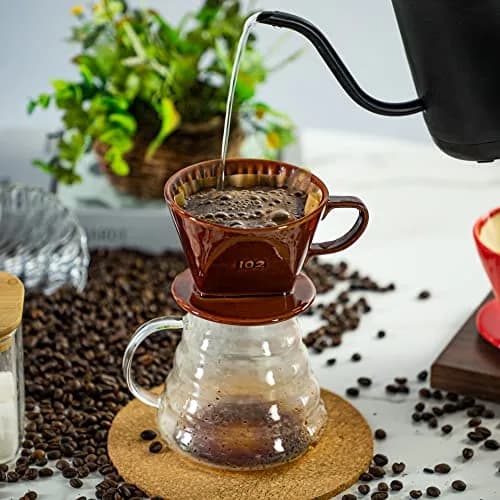 LHUKSGF Pour Over Ceramic Coffee Dripper Brown | Traditional Handcrafted Coffee Maker (70-120 chars) thumbnail 2