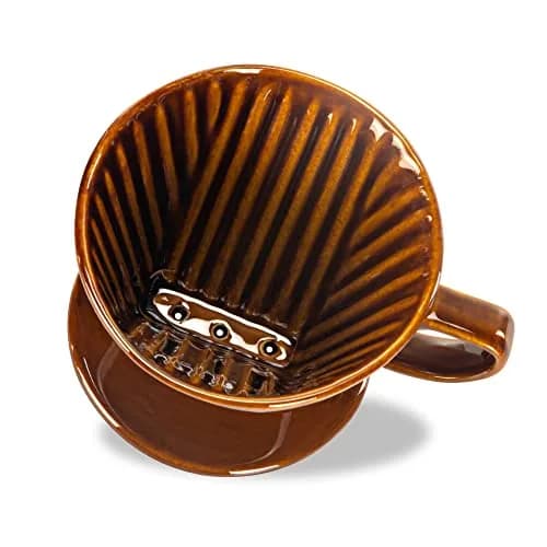 LHUKSGF Pour Over Ceramic Coffee Dripper Brown | Traditional Handcrafted Coffee Maker (70-120 chars) thumbnail 3