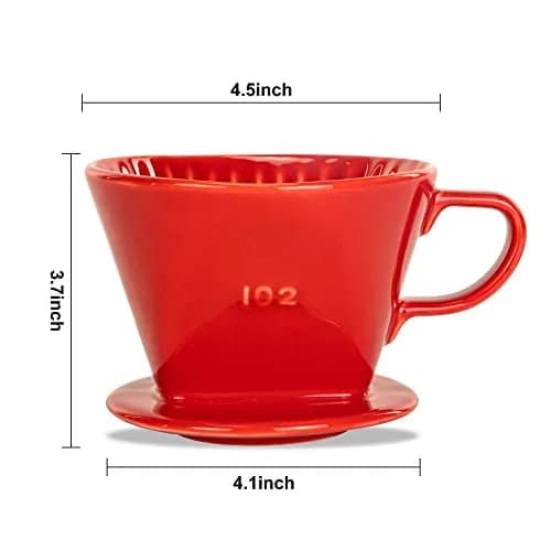 LHUKSGF Pour Over Ceramic Coffee Dripper 2 Cups | Traditional Handcrafted Brew thumbnail 6