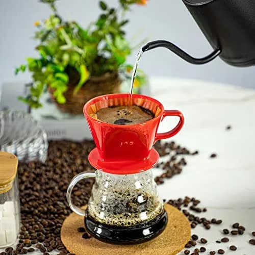 LHUKSGF Pour Over Ceramic Coffee Dripper 2 Cups | Traditional Handcrafted Brew thumbnail 2