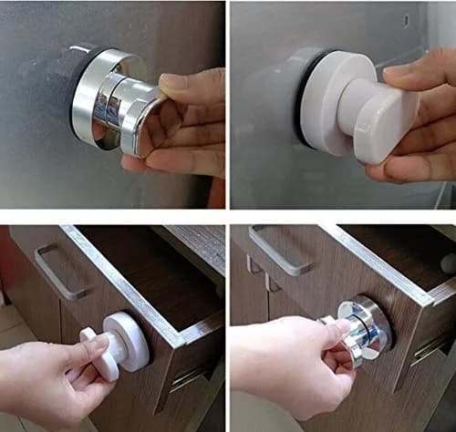 YIDELAI Suction Cup Door Handle with Locking Mechanism for Glass Doors, Cabinets, and Sliding Doors | 19.4cm (7.6 inches) Silver thumbnail 5